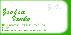 zsofia vanko business card